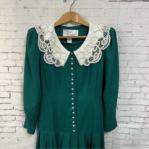 Sarah Elizabeth Teal Dress with Lace Collar